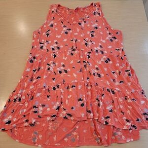 Terra & Sky Coral Floral Tunic Top Plus Size 2X